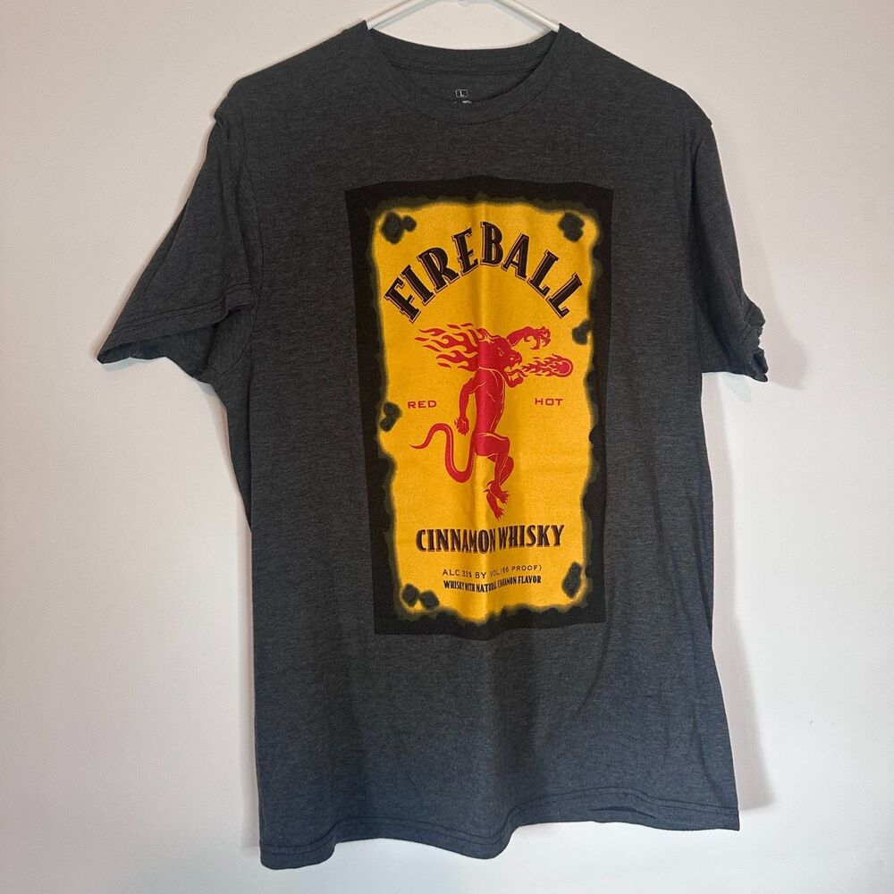 Fireball Whisky Men's T-Shirt Large Gray Ripple Junction Fun Graphic Tee